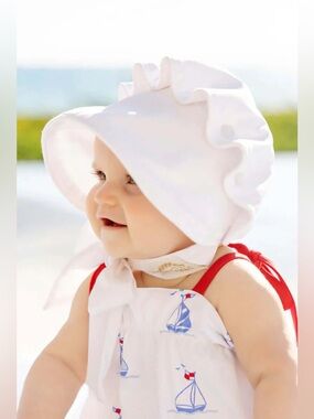 The Beaufort Bonnet Company White Satin Bonnet with Scalloped Edge